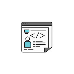 Fototapete - Illustration of a user profile page featuring coding elements and a person icon, symbolizing online identity and software development.