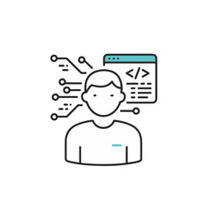 Fototapete - A modern icon of a person who has skills for programming with circuit line around their head. 