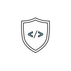 Poster - Shield icon with angle bracket symbol.