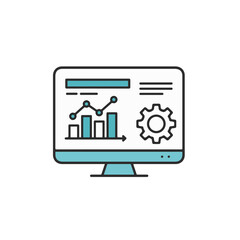 Poster - Computer screen displaying data analytics with a gear icon.