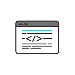 Fototapete - Code window showing the development of html programming language. 