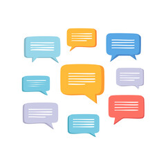 Poster - Various Speech Bubbles, Different Colors, Chatting, Messaging, and Communication Concepts