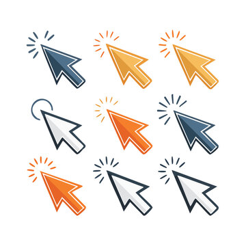 Variety of Colorful Pointing Cursors on Black Background