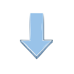Poster - Stylized Blue Arrow Pointing Down Directional Graphic Design Element Isolated