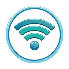 Aufkleber - Round Wireless Internet Signal Icon, Blue and White Gradient Technology Connection