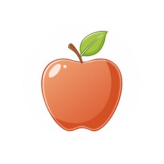 Poster - Shiny Red Apple Icon Fresh Fruit Symbol on White Circle Healthy Food Illustration
