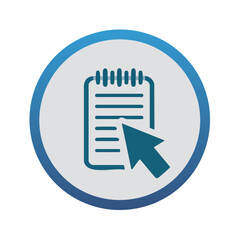 Poster - Blue Notepad Icon with Cursor in Circle Design Web User Interface Symbol