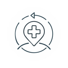 Poster - Healthcare location marker illustration emergency access point and service network in modern style for medical needs and assistance navigation