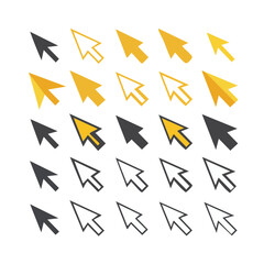 Leinwandbilder - Diverse Set of Arrow Cursors in Grey, Gold, and White on Black Background