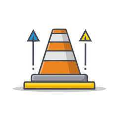 Poster - Traffic Cone with Upward Arrows Isolated on Black Background Safety Hazard Sign Illustration
