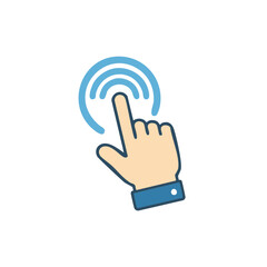 Poster - Hand Touching Icon Design Finger Pointing Symbol Interface Navigation Cursor Interaction