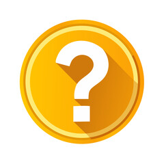 Poster - Question mark icon graphic on gold coin emblem for help support or faq concept