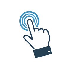 Poster - Hand Pointer Tapping Circle Icon Clicking Interface Navigation Button Contact Technology Touch Screen Design Symbol