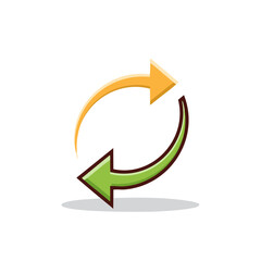 Poster - Refresh icon graphic with arrows, recycling symbol, change, synchronization, workflow, update concept.