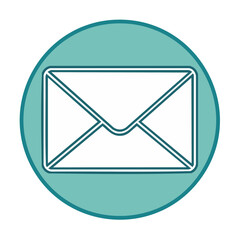 Poster - Envelope icon for email message notification delivery in flat design teal circle contact us communication inbox