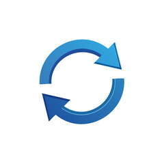 Poster - Blue Cycle Arrows Icon Representing Recycling or Renewal, on Black Background