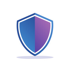 Poster - Modern Shield Graphic Security Emblem Gradient Colors Blue Purple Vector Symbol Guard Defense Secure Icon Protected Digital Badge Isolated