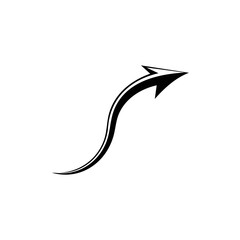 Poster - Dark Arrow Curving Upwards Directional Symbol on Black Background Simple Navigation Choice Forward Path Sign