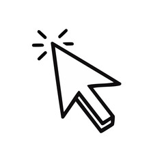 Poster - White arrow cursor click action on a black background pointer illustration with a highlight icon for web internet or graphic design
