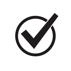 Poster - Check mark in circle illustration on black background for concept of selection and approval