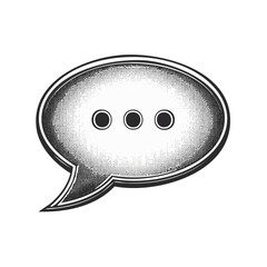 Poster - Halftone retro speech bubble icon with three dots communication dialogue notification conversation chat talking vintage message