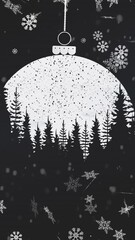 Poster - Animation of bauble over snow falling on black background