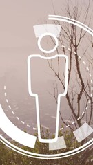 Poster - Animation of profile icon over a round scanner against aerial view of cityscape