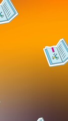 Aufkleber - Animation of school book icons in seamless pattern against copy space on orange gradient background
