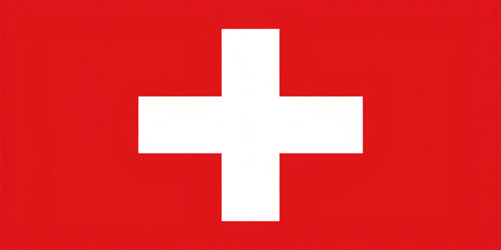 Swiss National Day banner with flag, greeting card design, vector poster celebrating Switzerland Independence Day.
