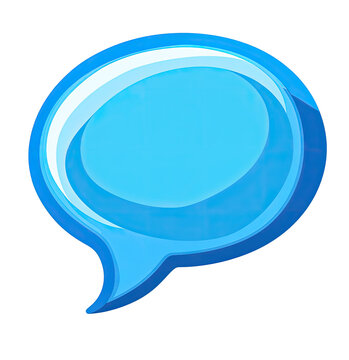 Bright blue speech bubble graphic