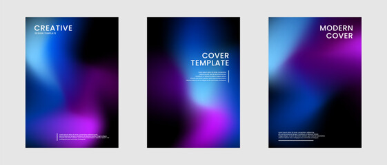 Poster - Minimal abstract covers set. Colorful background bundle with liquid styles decoration on dark space. Modern graphic design element vibrant gradient colors concept for web, flyer, card, or brochure