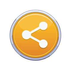 Poster - Share Icon Illustration: Glossy Orange Button with White Network Symbol for Social Media and Web Design