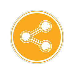 Poster - Share Icon on Orange Circle Button for Connecting, Social Media, and Technology Concepts