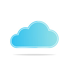 Poster - Blue cloud icon with black outline and shadow against a black background