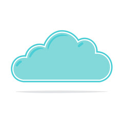 Poster - Teal cloud illustration on black background with thick border and shadow for use as icon or design element