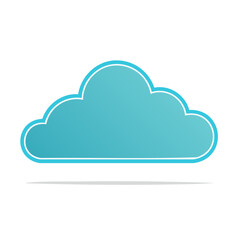 Poster - Illustration of Blue Cloud with White Outline and Reflection on Black Background