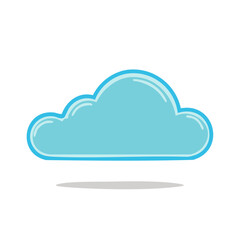 Poster - Illustration of a stylized cloud with a blue outline and a subtle shadow effect on a solid black background.