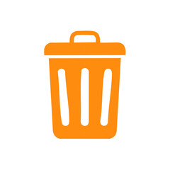 Poster - Orange Trash Can Icon on Black Background, Waste Disposal Symbol, Garbage Container