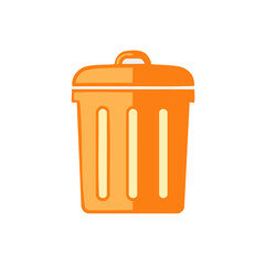Poster - Orange Waste Bin with Lid on Black Background Illustration for Disposal and Sanitation