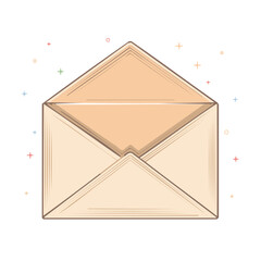 Aufkleber - Open Envelope with Sparkling Accents on Black Background, Communication Concept