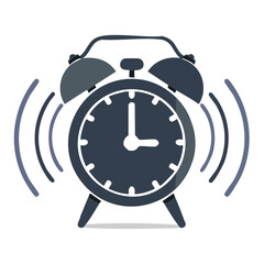 Poster - Ringing alarm clock graphic illustration awakening symbol for deadline alert reminding time management and morning wakeup isolated on black