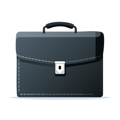 Leinwandbilder - Illustration of Dark Blue Business Briefcase for Office or School Documents and Files
