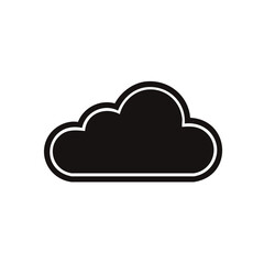 Poster - Simple Cloud Icon on Black Background Depicts Weather, Technology, and Computing Concepts