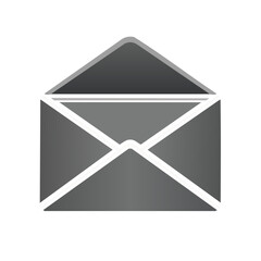 Aufkleber - Simple gray envelope vector icon with white trim on black background