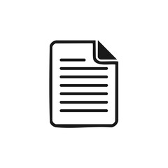 Poster - Document Outline Icon, Curled Corner, Lined Page, Minimalist Vector Illustration on Black Background