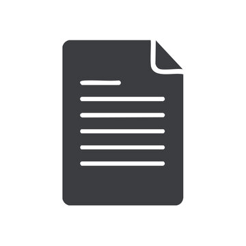 Dark Grey Document Icon with Text Lines and Folded Corner on Dark Background
