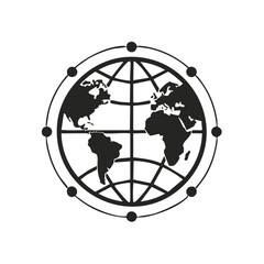 Poster - Stylized World Globe Graphic with Global Network and Circle Element