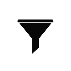 Poster - Abstract minimalist black funnel symbol with simple lines for filtering process or design element in isolated dark background