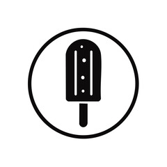 Poster - Minimalist popsicle icon inside circle shape summer treat on a stick frozen dessert vector illustration