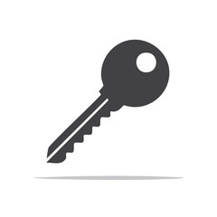 Poster - Isolated Simple Key Icon on Black Background Safety Security Access Concept Privacy and Protection Gray Geometric Minimalist Design Element